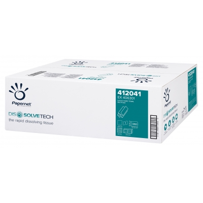 5.000 Stück Papierhandtücher Z-Falz DISSOLVE TECH 1-lagig 20,3 x 8 cm