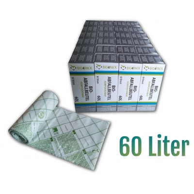 Bio4Pack Bio-Abfallbeutel 60 Liter, 100% kompostierbar Maße: 60 x 80 cm  24 Rollen / Karton