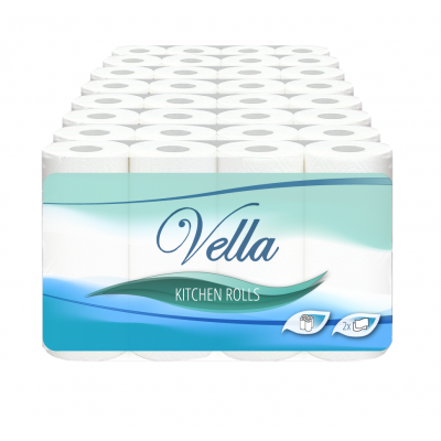 Küchenrollen / Haushaltsrollen Zellstoff 2-lagig, 64 Blatt / Rolle Vella 32 Rollen / VE