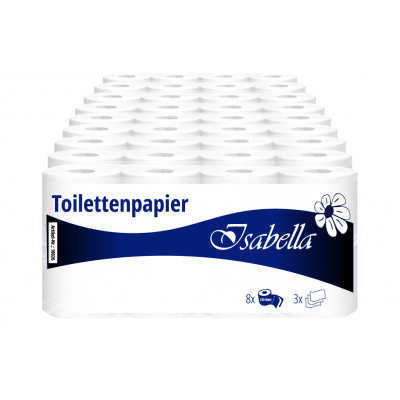 Toilettenpapier Zellstoff 3-lagig / 250 Blatt Isabella  72 Rollen / VE