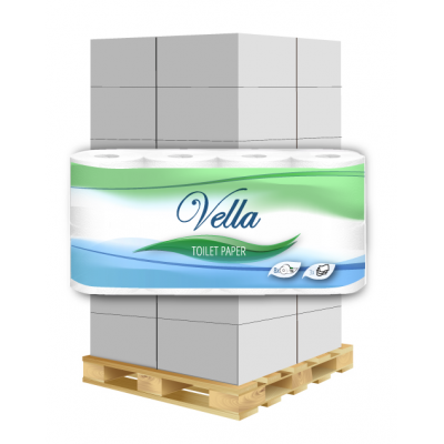 Toilettenpapier Vella 3-lagig, 150 Blatt, Zellstoff 8 Rollen / VE  1 Palette / 240 VE