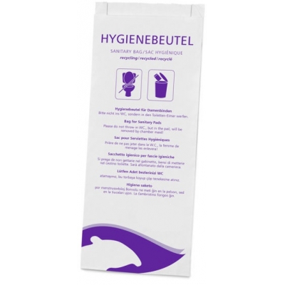 Hygienetüten für Damenbinden Papier, mehrsprachig bedruckt Hygienebags  1000 Stück / Karton