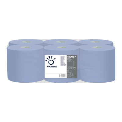 Handtuchrollen Recycling, 2-lagig,blau 140 m / Rolle 412057 --Autocut 6 Rollen / VE